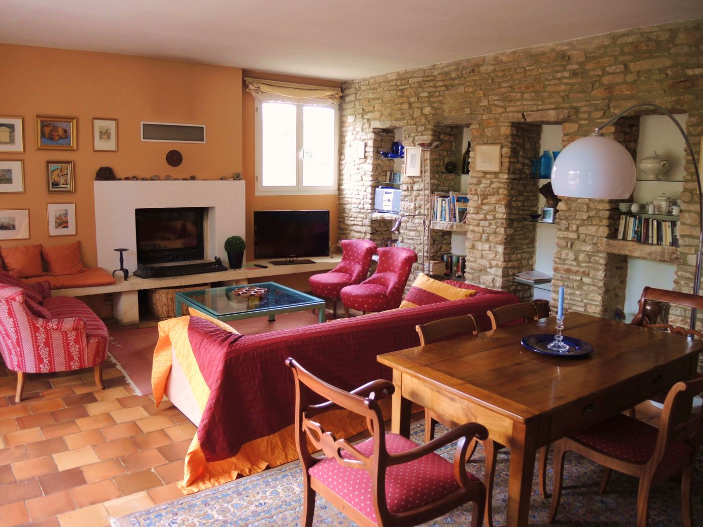 Wohnzimmer des Ferienhauses, Ansicht 1